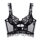 French Lace Embroidered Bralette - White Wedding, Sexy Corset, Comfortable Intimates